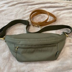 Oversized Canvelle Belt Bag in green .  Barely worn in great condition